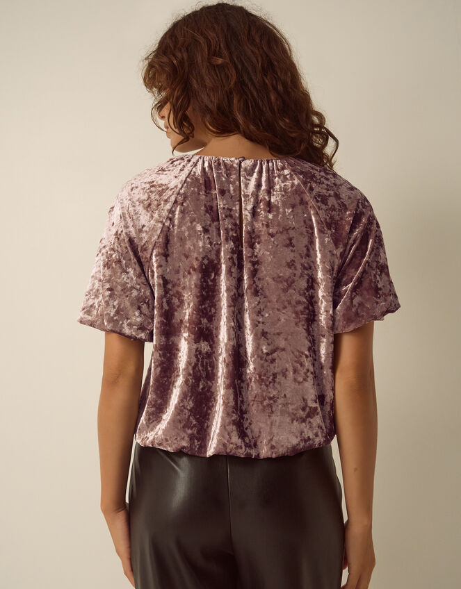 Breeda Bubble Hem Crushed Velvet Top, Mink (MINK), large