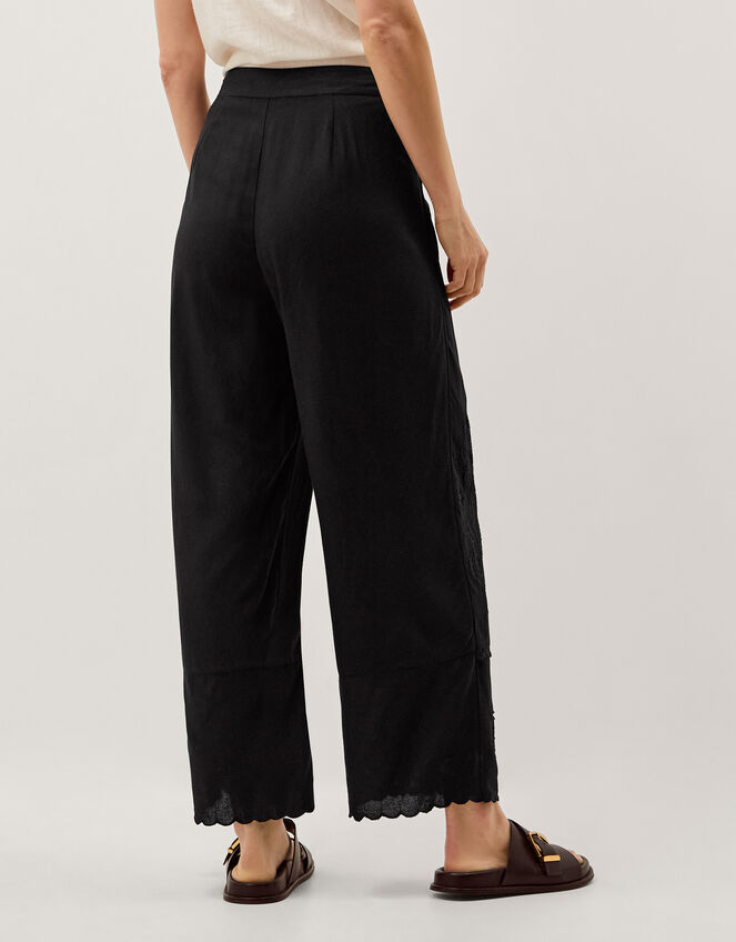 Cindy Embroidered Wide Leg Trousers, Black (BLACK), large