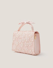 Floral Embroidered Bow Handle Bag, , large
