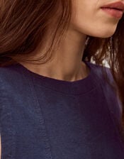 Sammy Swing Linen Blend Tank Top, Blue (NAVY), large