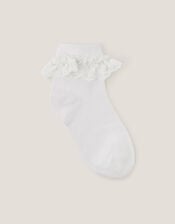 Flower Lace Socks, White (WHITE), large