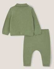 Newborn Benny Bear Cable Knit Set, Green (GREEN), large
