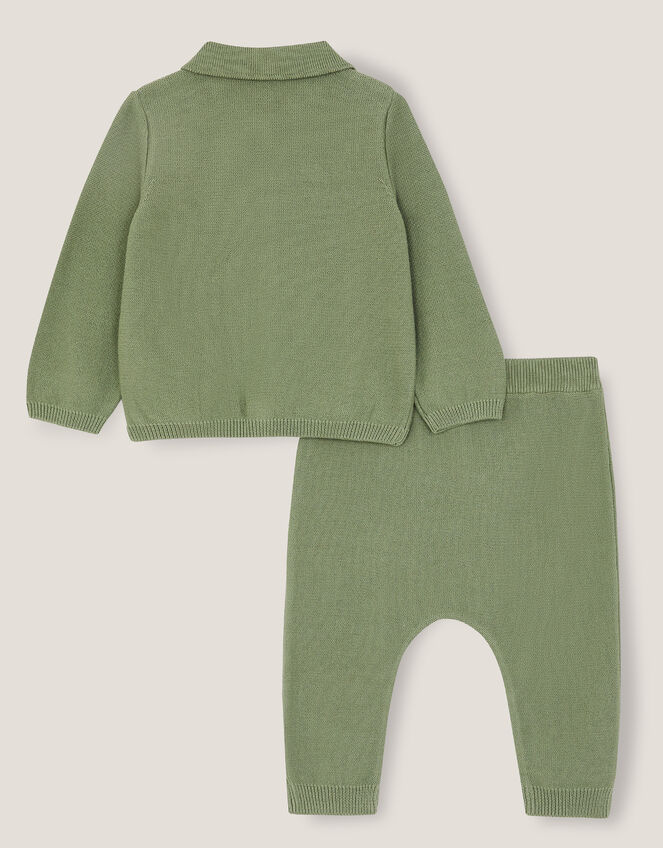 Newborn Benny Bear Cable Knit Set, Green (GREEN), large