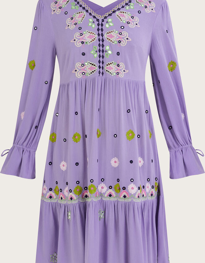 Premium Embroidered Kaftan Dress in LENZING&trade; ECOVERO&trade;, Purple (LILAC), large