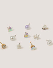 10-Pack Star & Heart Stud Earrings, , large
