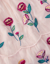 Baby Floral Embroidered Scallop Tier Dress, Ivory (IVORY), large