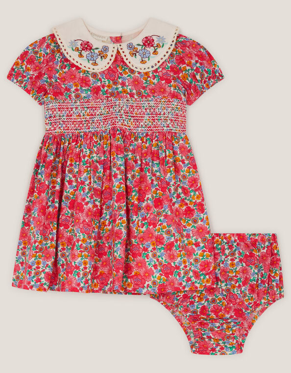 Baby Floral Puff Sleeve Dress & Knickers Set, Pink (PINK), large