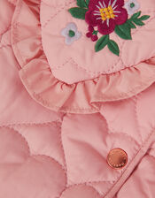 Baby Embroidered Heart Quilted Coat, Pink (PINK), large