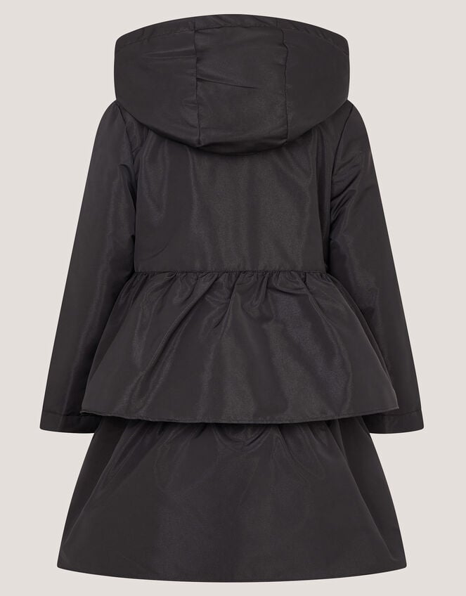Bow Ruffle Shower Resistant Jacket, Black (BLACK), large