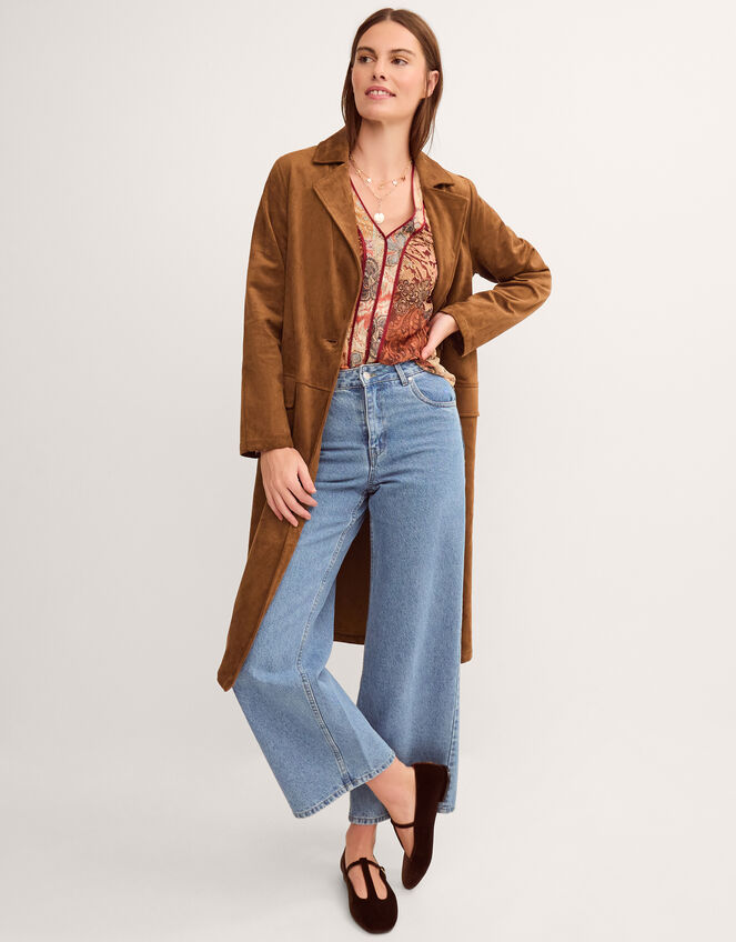Tove Faux Suede Coat, Tan (TAN), large