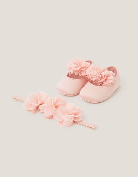 Baby Corsage Booties & Headband Set, Pink (PINK), large