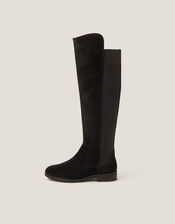 Una Suede Knee High Boots, Black (BLACK), large