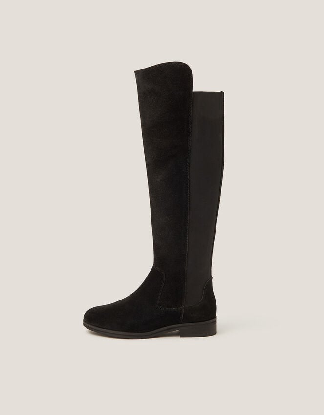 Una Suede Knee High Boots, Black (BLACK), large