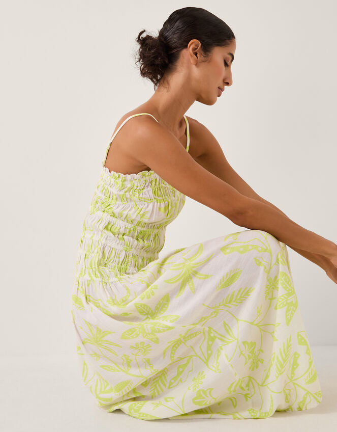 Adele Sleeveless Tropical Print Midi Dress, Green (LIME), large
