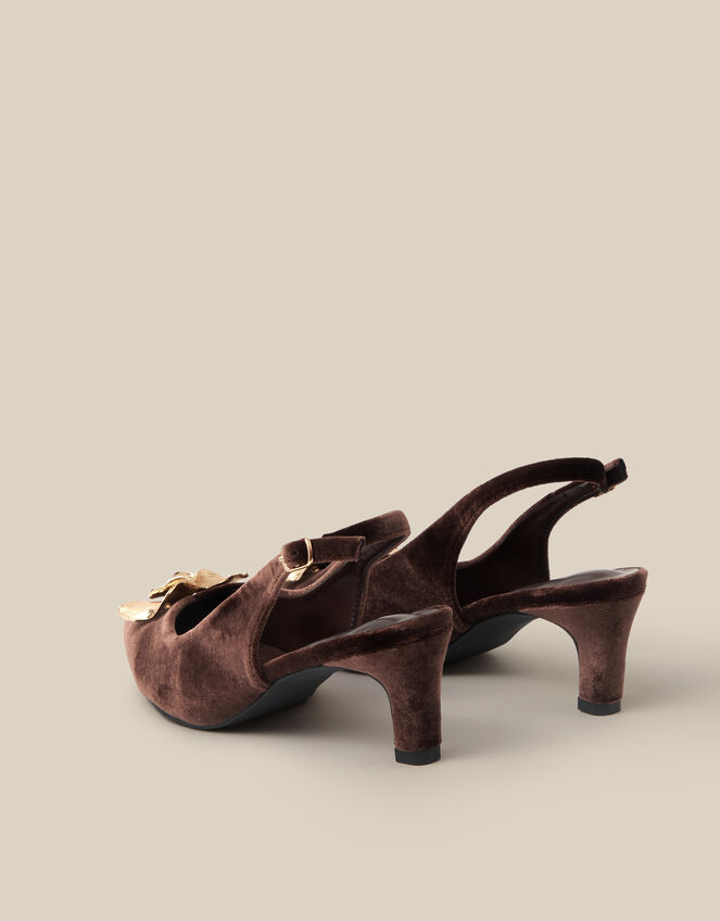 Juni Embellished Slingback Heels , Brown (BROWN), large