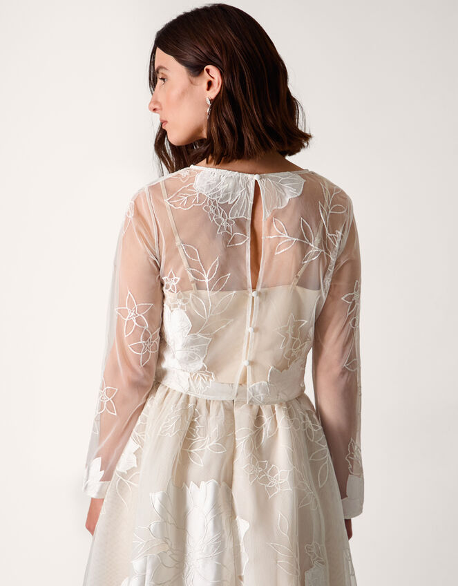 Rhea Floral Embroidered Mesh Wedding Top, Ivory (IVORY), large