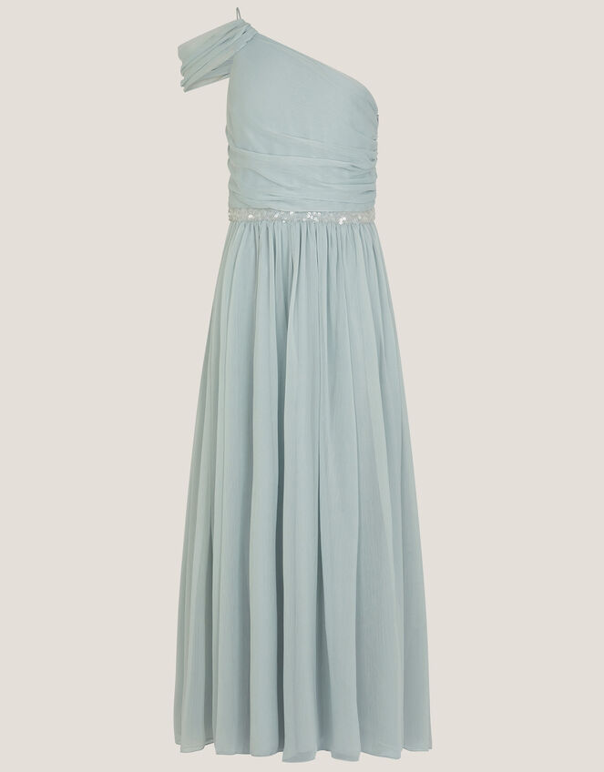 Sequin One Shoulder Prom Dress, Teal (DUCK EGG), large