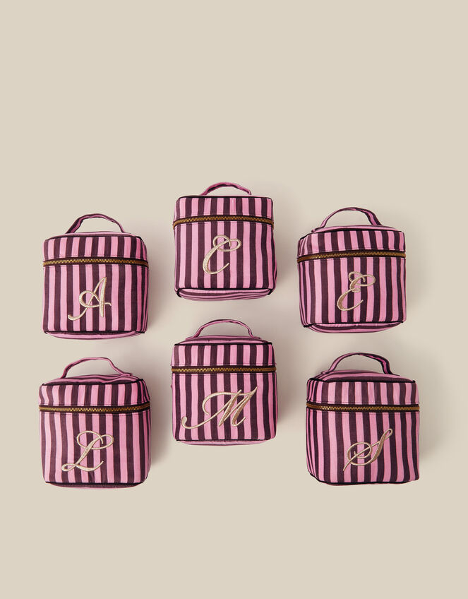 Initial Stripe Velvet Vanity Case, Multi (MULTI), large