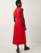 Tilly Tie-Side Jersey Midi Dress, Red (RED), large
