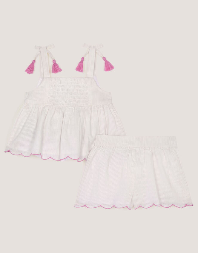 Baby Giraffe Embroidered Top & Shorts Set, Ivory (IVORY), large