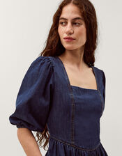 Lily Square Neck Denim Midi Dress, Blue (INDIGO), large