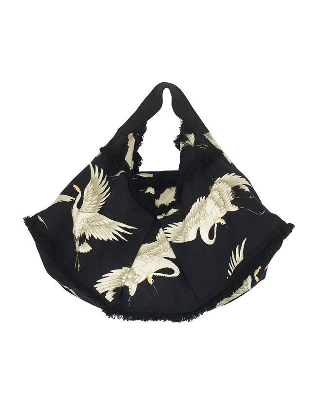 One Hundred Stars Stork Print Slouch Bag, , large