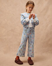 Floral Scallop Crop Jeans, Blue (BLUE), large