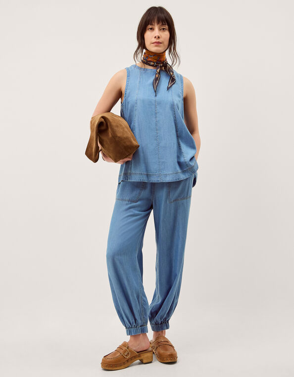 Daria Chambray Balloon Pants, Blue (DENIM BLUE), large