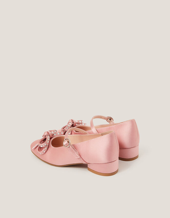Diamante Bow Ballet Heels, Pink (PINK), large