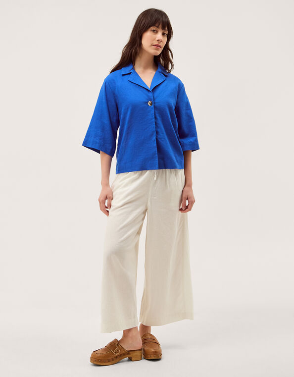 Emily Linen Blend Shirt, Blue (COBALT), large