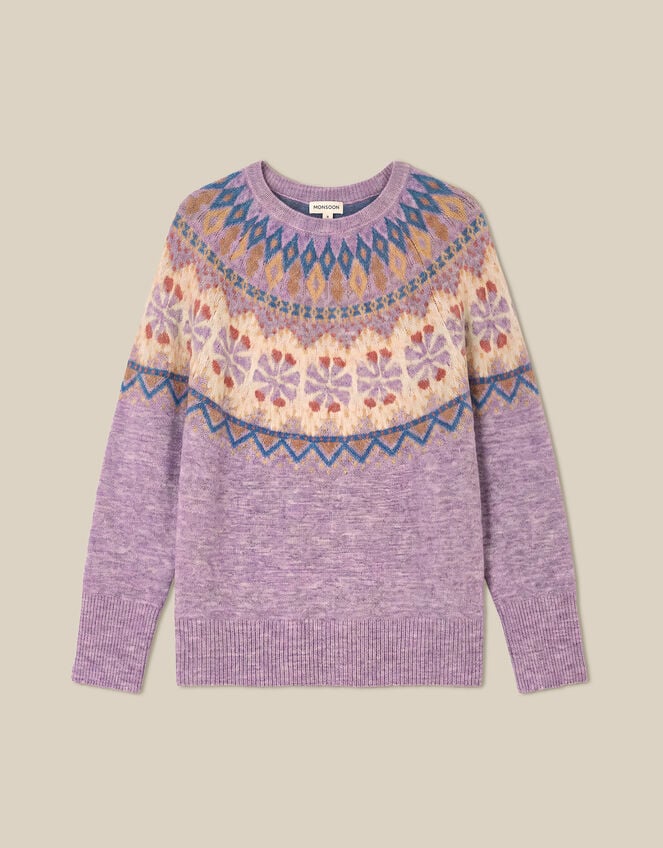 Frey Fair Isle Jumper, Purple (LILAC), large