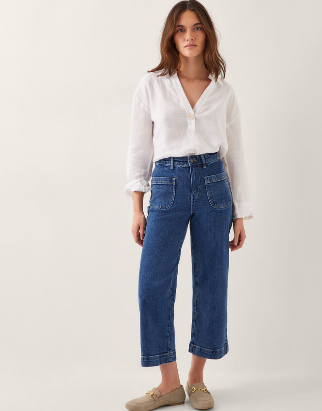 Arlo Regular Cropped Jeans, Blue (MID AUTHENTIC BLUE), large