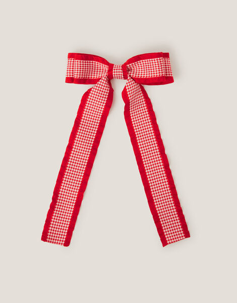 Houndstooth Bow Hair Clip, , large