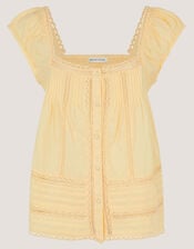 Olivia Lace Trim Top, Yellow (YELLOW), large