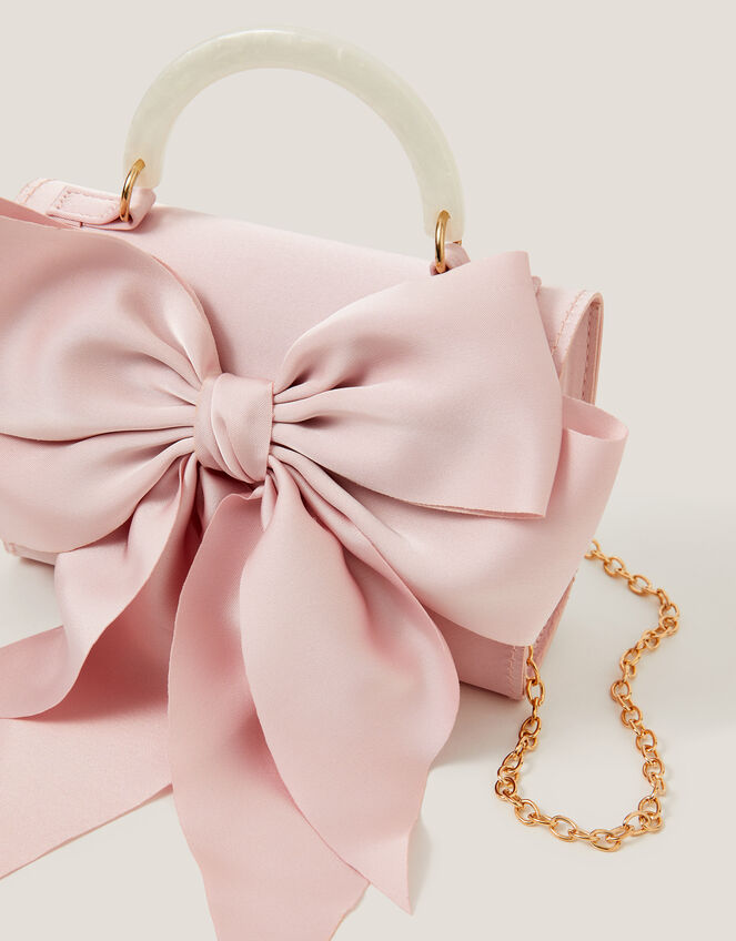 Satin Bow Bag, Pink (DUSKY PINK), large