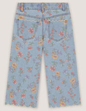 Floral Scallop Crop Jeans, Blue (BLUE), large