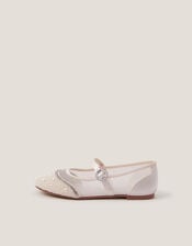 Pearl Mesh Ballet Flats, Ivory (IVORY), large