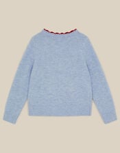 Candy Cane Christmas Cardigan, Blue (BLUE), large