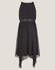 Idaho Halter Chiffon Prom Dress, Black (BLACK), large