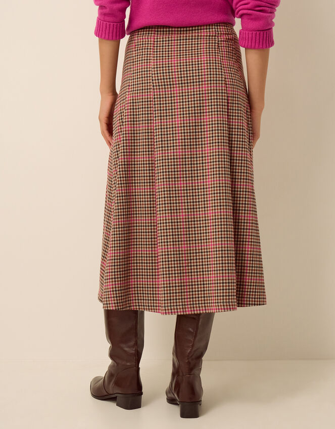 Shelly Check Midi Skirt, Natural (NATURAL), large