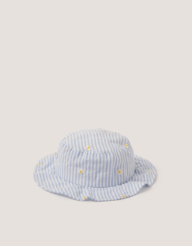 Baby Stripe Bow Bucket Hat, Blue (BLUE), large