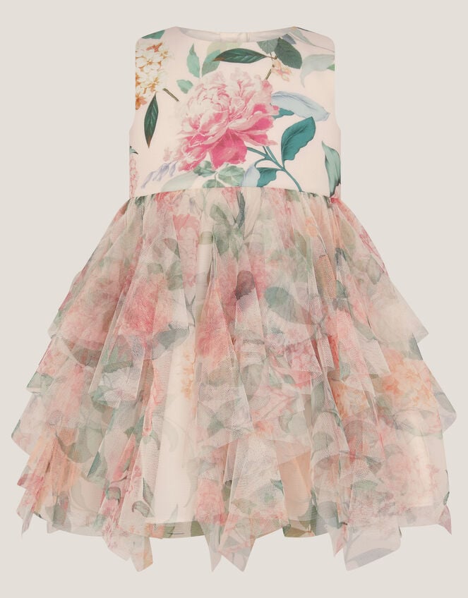 Baby Agnes Floral Print Ruffle Tier Dress, Multi (MULTI), large