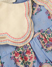 Heart Print Scallop Blouse, Blue (BLUE), large