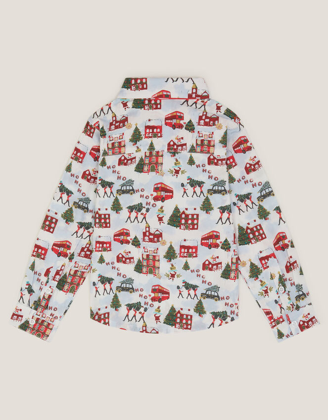 London Christmas Print Shirt & Bow Tie Set, Ivory (IVORY), large