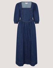 Lily Square Neck Denim Midi Dress, Blue (INDIGO), large