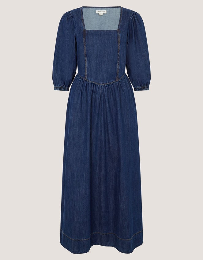 Lily Square Neck Denim Midi Dress, Blue (INDIGO), large
