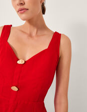 Nell Linen Blend Sleeveless Midi Dress, Red (RED), large
