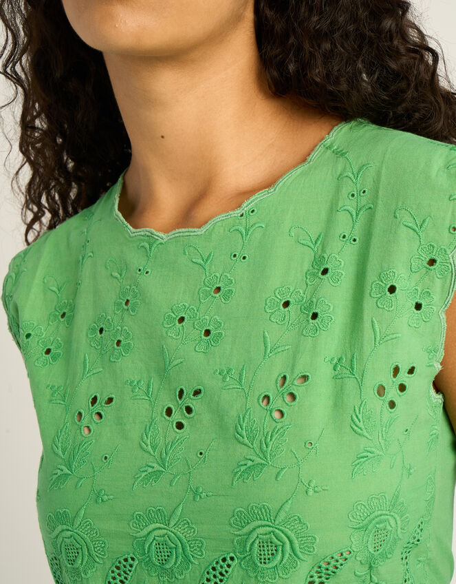 Petite Mendigote Tifaine Broderie Cropped Top, Green (GREEN), large