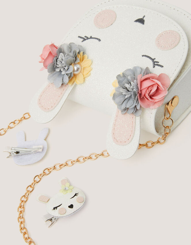 Glitter Bunny Bag & Hair Clips Set, , large