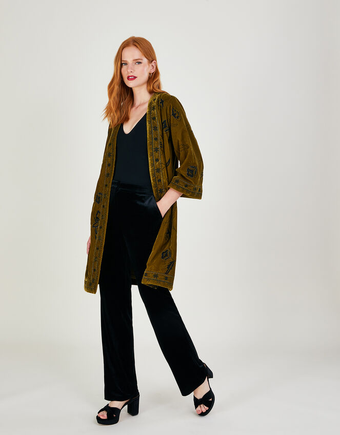 Ashley Embroidered Kimono, Green (OLIVE), large
